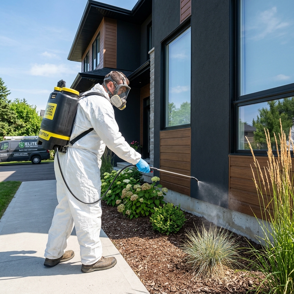 Exterminator Spraying Home
